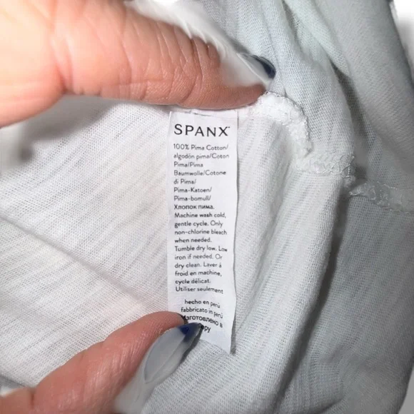 SPANX Pima Cotton V-Neck Tee - White 2X - Picture 7 of 10